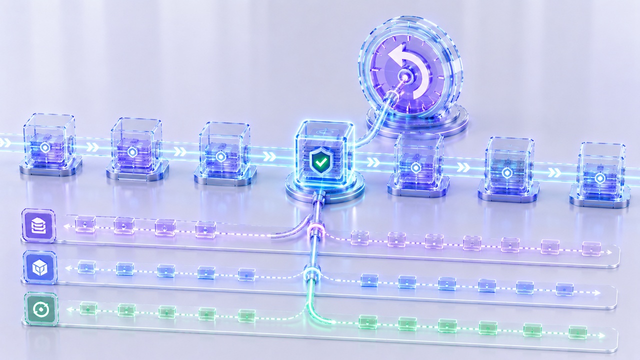 Custom NeuroWikis illustration for Audit Ledger and Rollback.