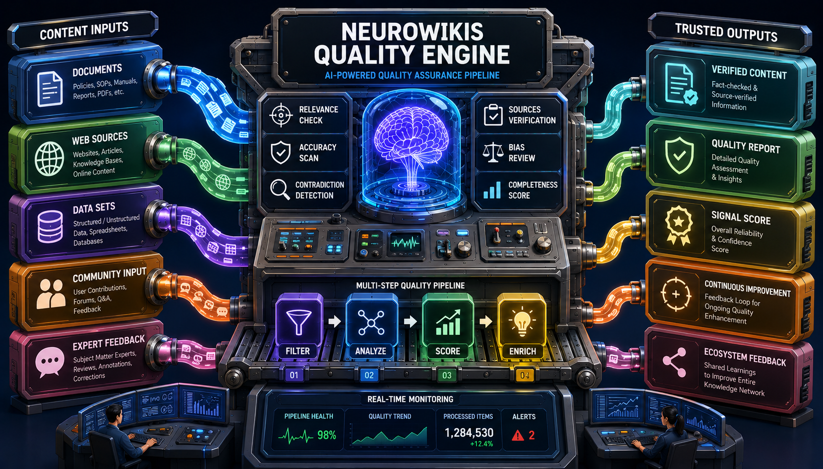 Custom NeuroWikis illustration for Human Review Gate.